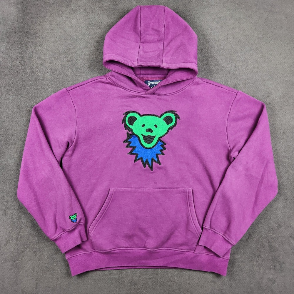 Grateful Dead x Section 119 Hoodie Mens Large Purple Green Bear Embroidered